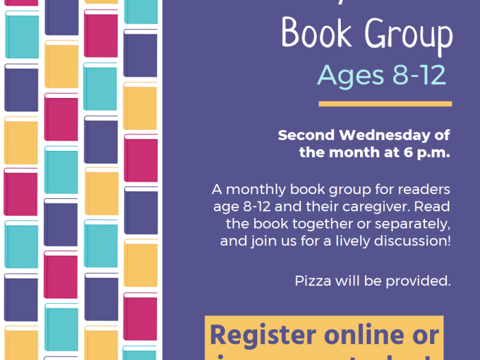 Event image for [CANCELED] Parent/Child (Ages 8-12) Book Group (Main)