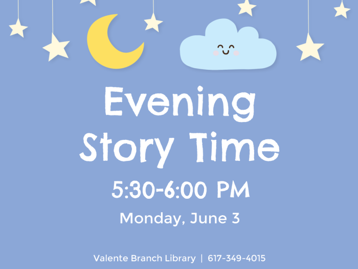 Event image for Summer Reading: Evening Story Time (Valente)