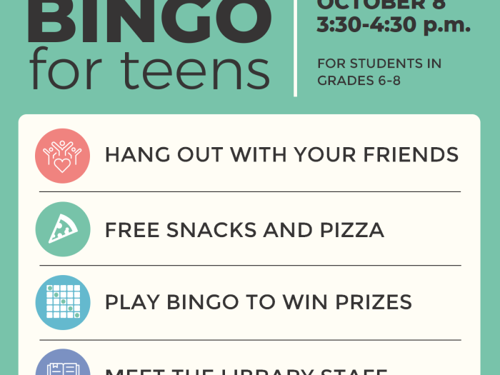 Event image for Welcome Back Bingo for Teens (Valente)