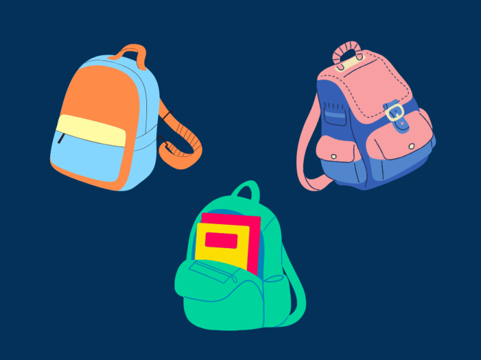 Illustrations of backpacks.