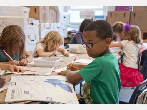 Student learning in school.