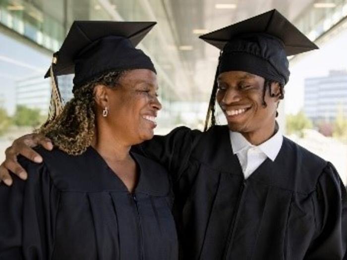A mother and her son graduate from college together