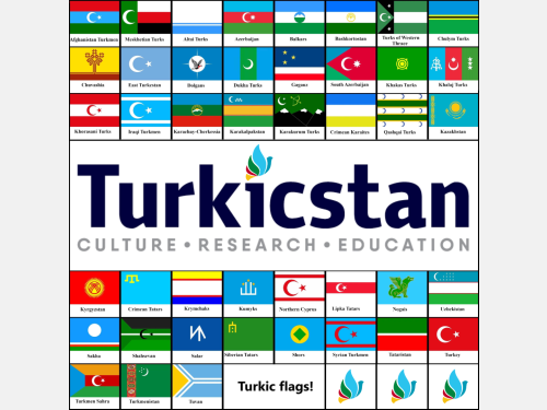 Turkicstan Center flags and logo.